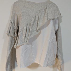 Ontwelfth Grey & White Ruffle Sweater s:L